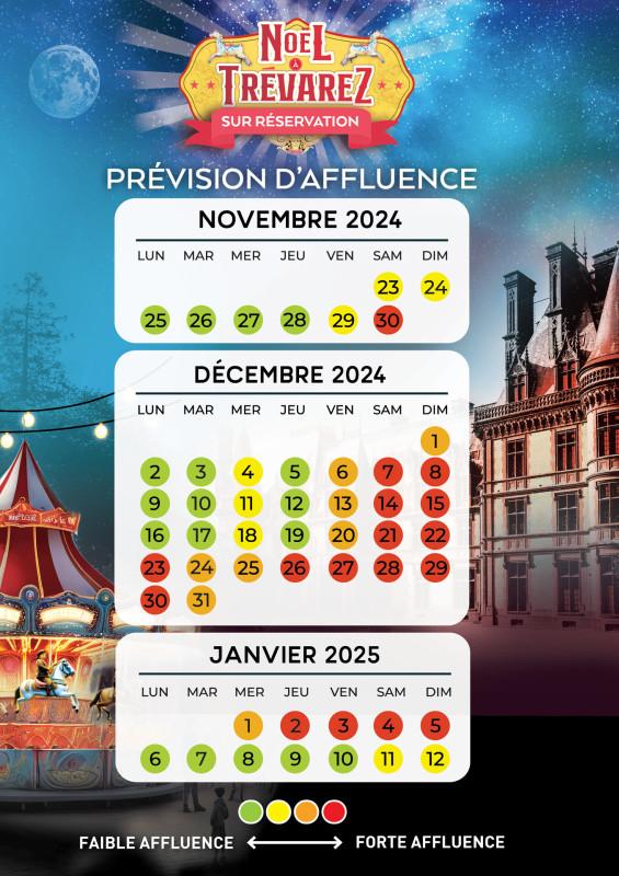 Calendrier prévisionnel d'affluence de Noël à Trévarez